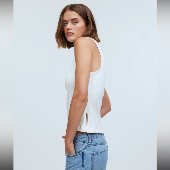 Madewell Side-Slit Mockneck Tank in Lighthouse Size: S, NWT - Picture 12 of 12